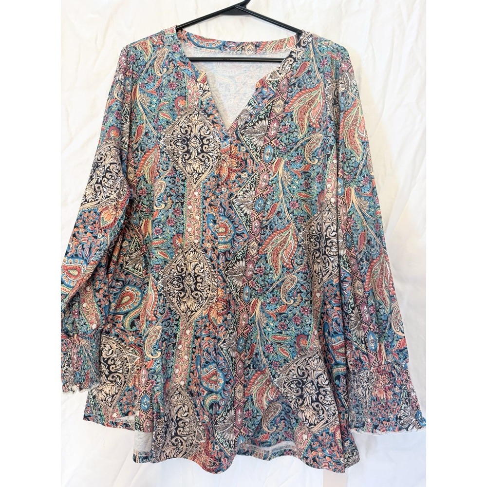Lomom Women's 3X Tunic Top Shirt Blouse Boho NWT Paisley